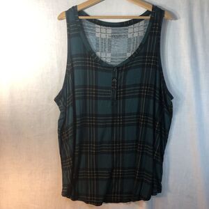 Torrid Size 4 Green Black Yellow Plaid Super Soft Sleep Shirt Tank Top